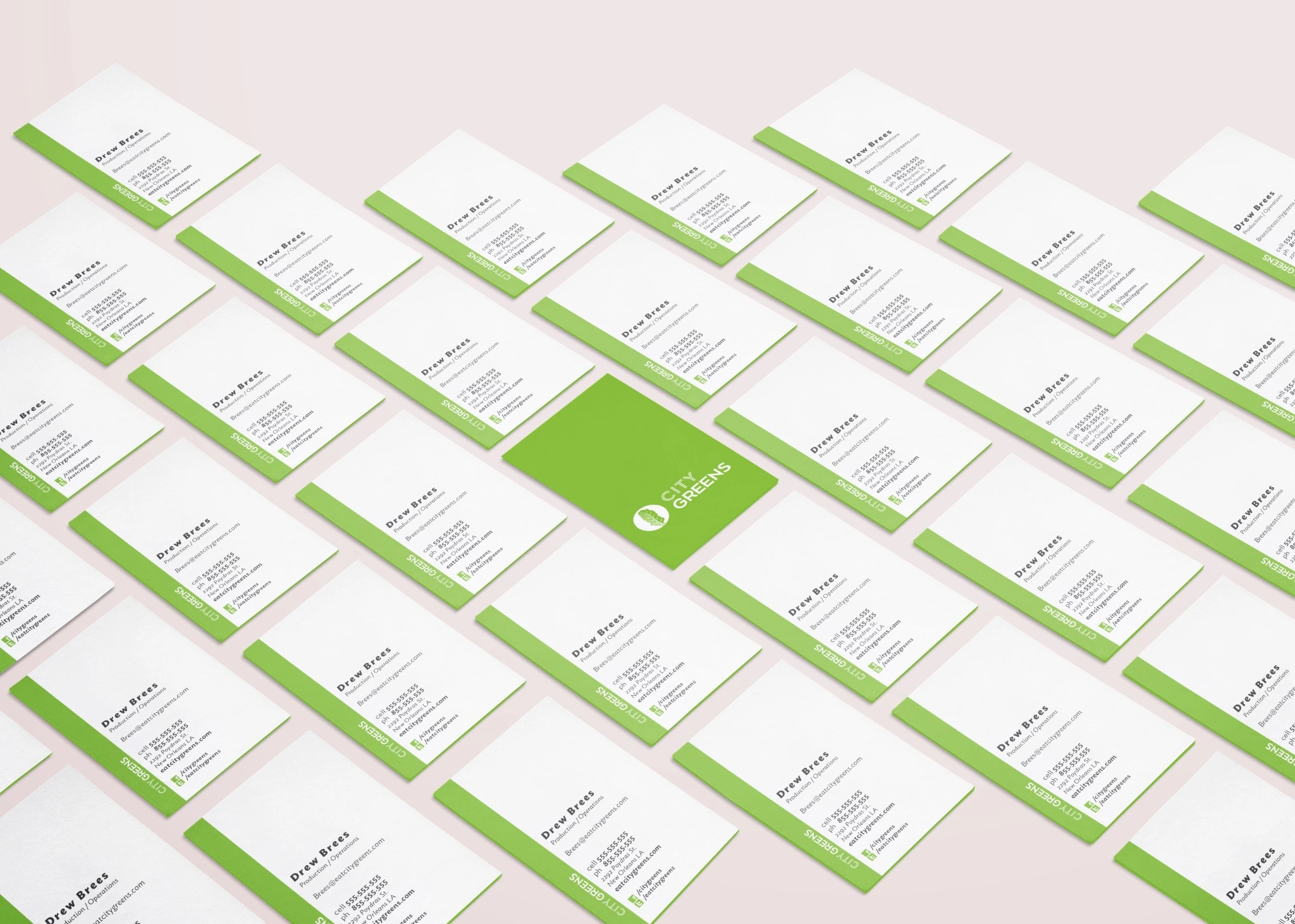 A wider view of the business card family.
