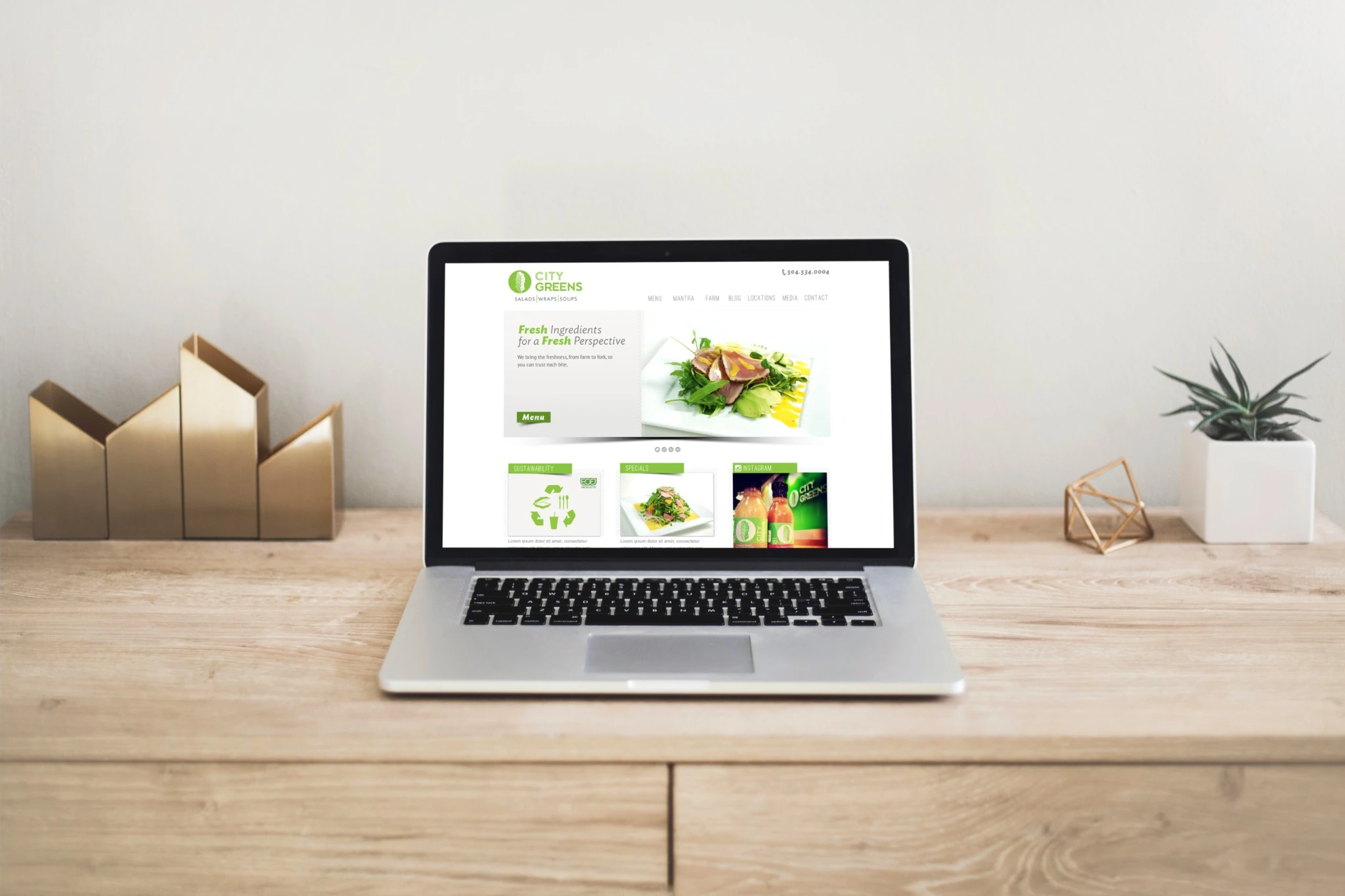 City Greens website design, shown in a desktop mockup.