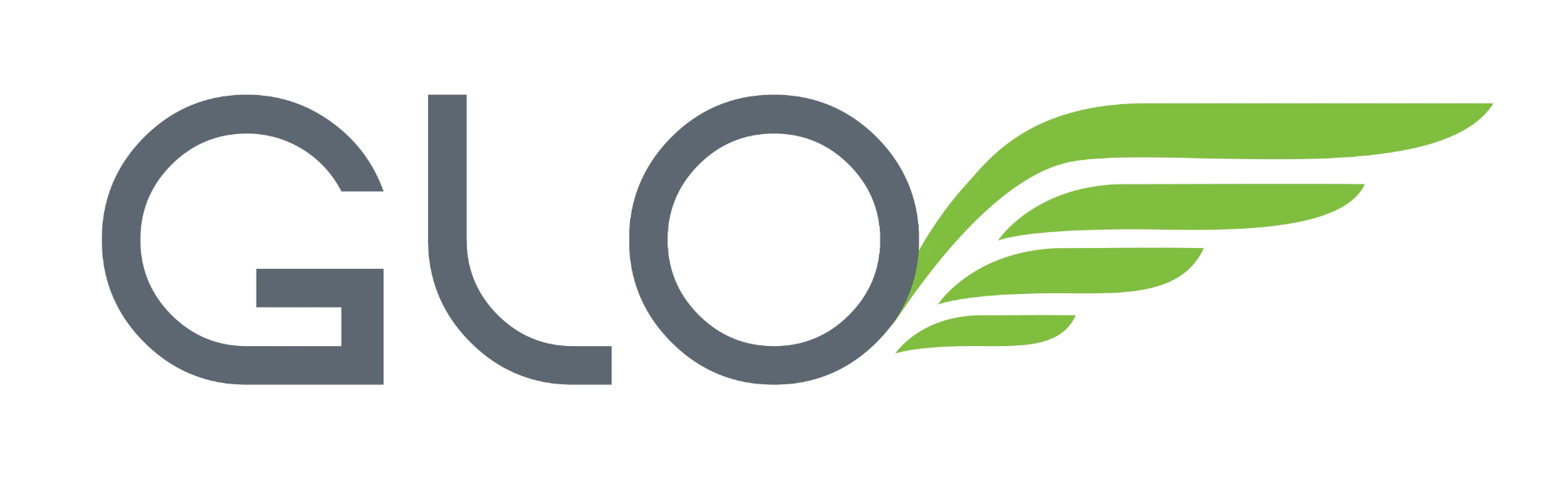 The GLO wordmark and wing symbol.