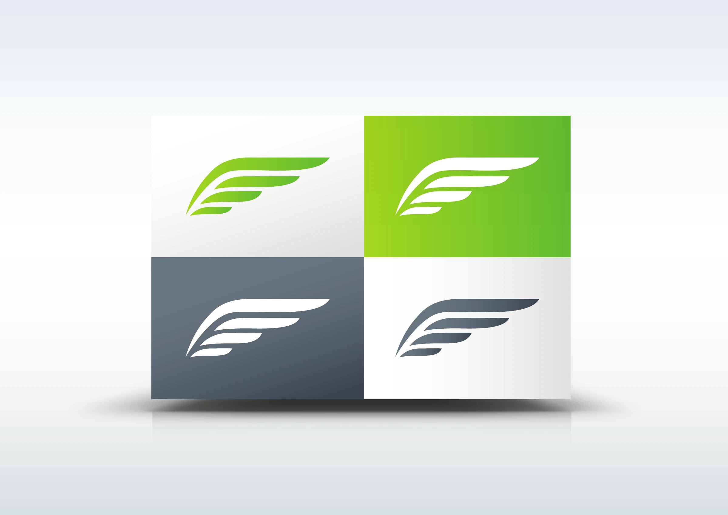 The wing symbol in the brand’s core color combinations.