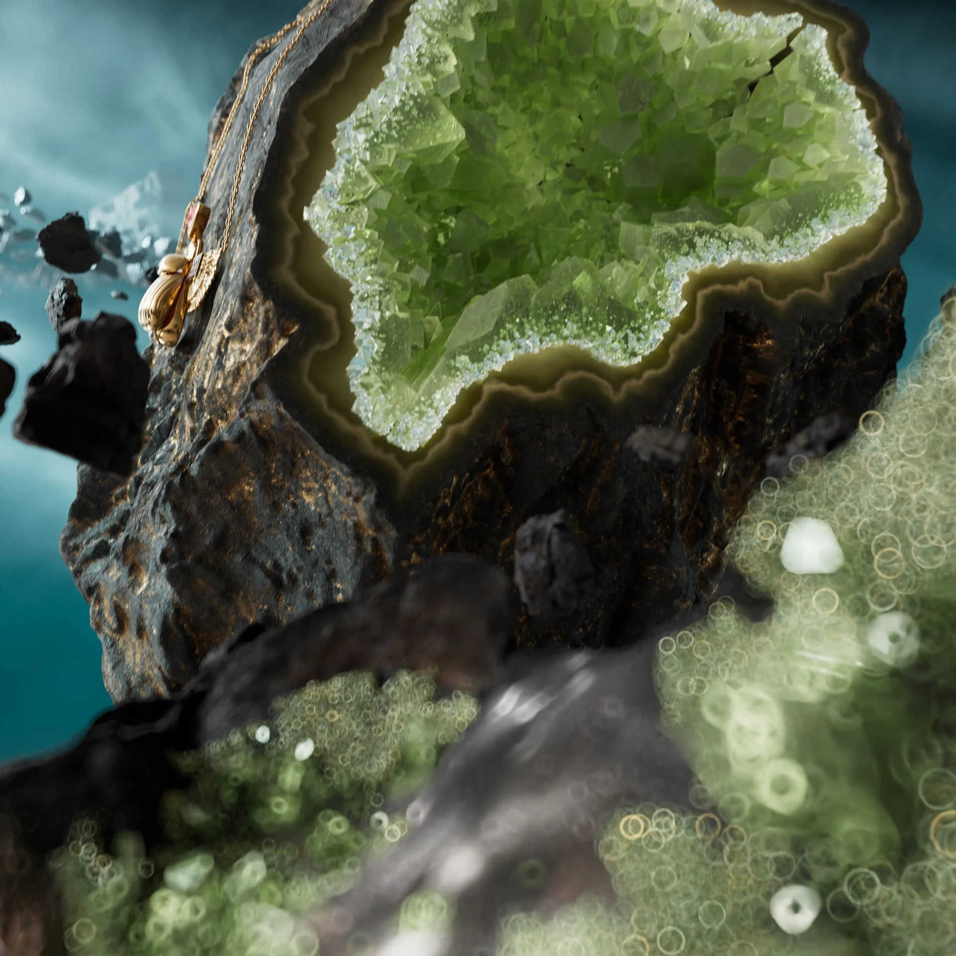 Mineral textures and crystalline color.