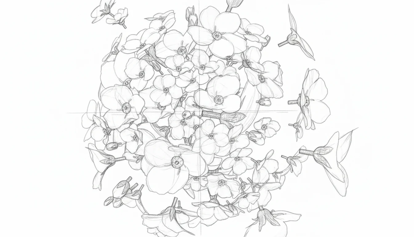 04 / A floating sphere of forget-me-nots.